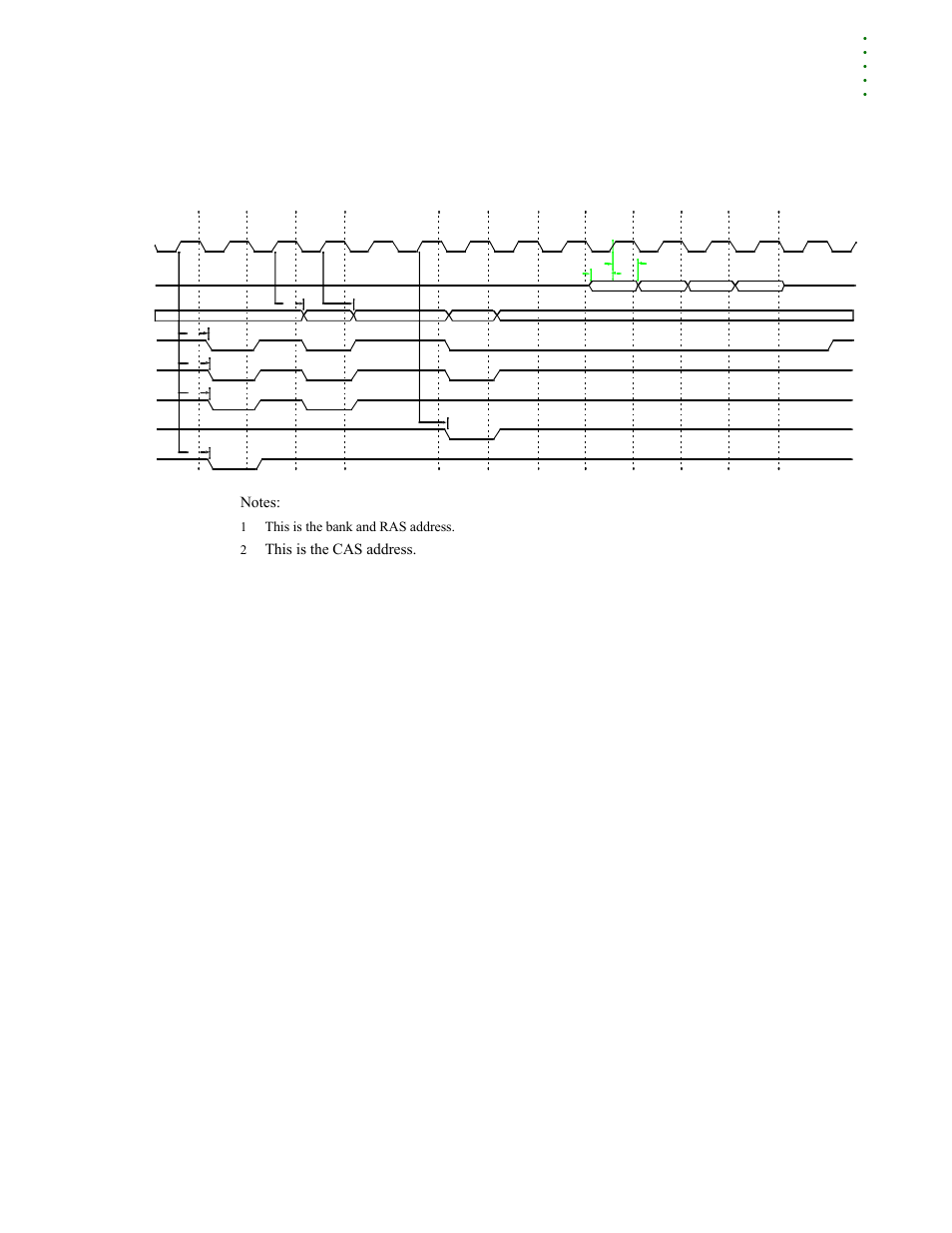 Sdram burst read (32 bit), cas latency = 3, This is the cas address, This is the bank and ras address | Digi NS9215 User Manual | Page 489 / 517