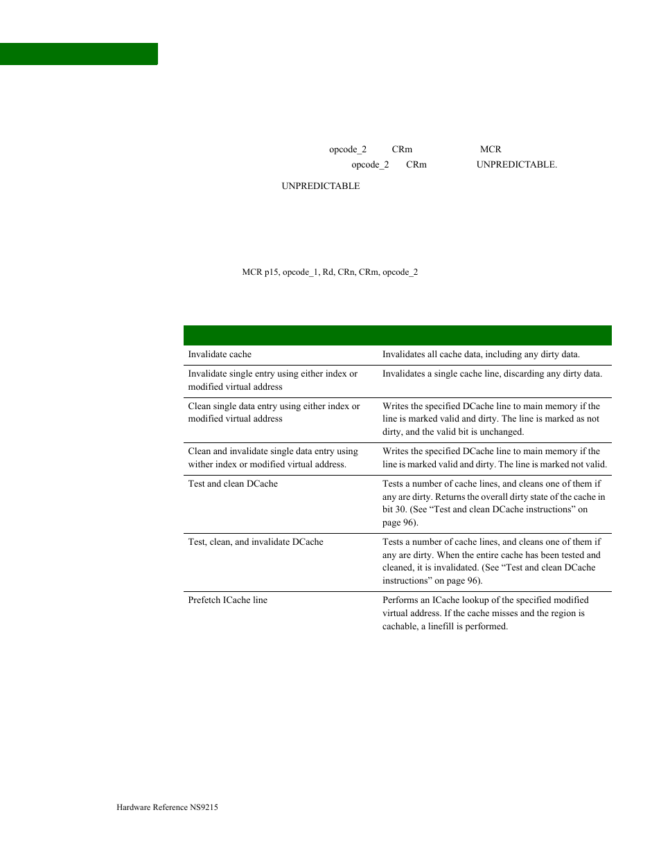 R7:cache operations register, Write instruction cache functions | Digi NS9215 User Manual | Page 94 / 517