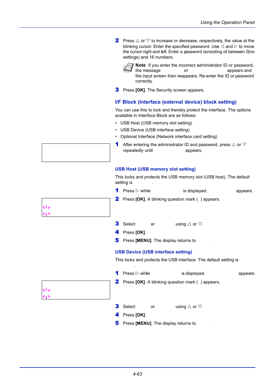 Usb host (usb memory slot setting), Usb device (usb interface setting), To i/f | TA Triumph-Adler CLP 4721 User Manual | Page 122 / 197