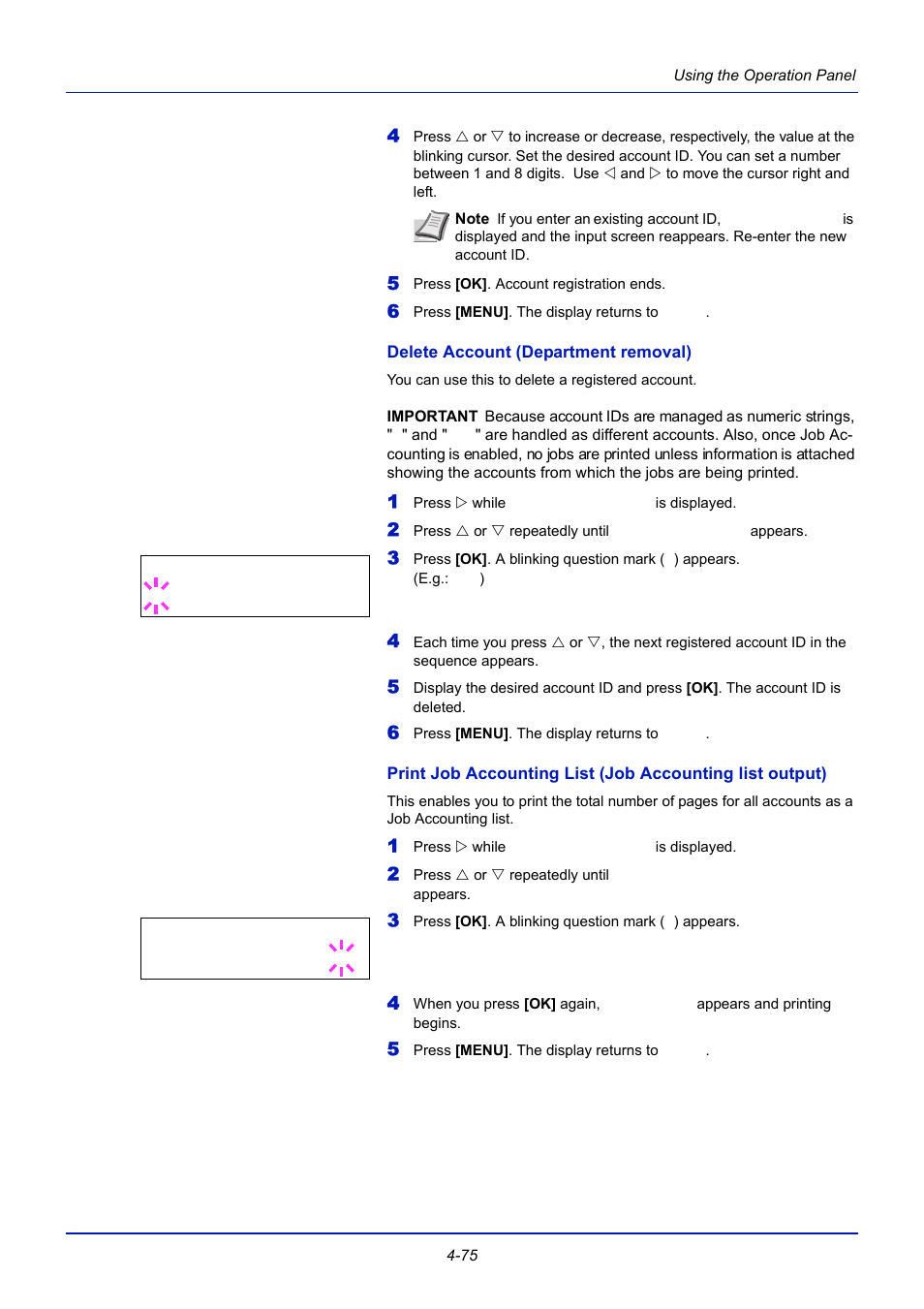 Delete account (department removal) | TA Triumph-Adler CLP 4721 User Manual | Page 134 / 197