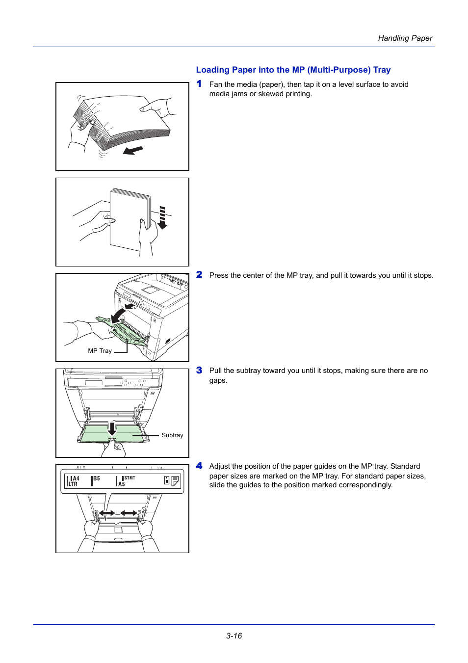 Loading paper into the mp (multi-purpose) tray | TA Triumph-Adler CLP 4721 User Manual | Page 57 / 197