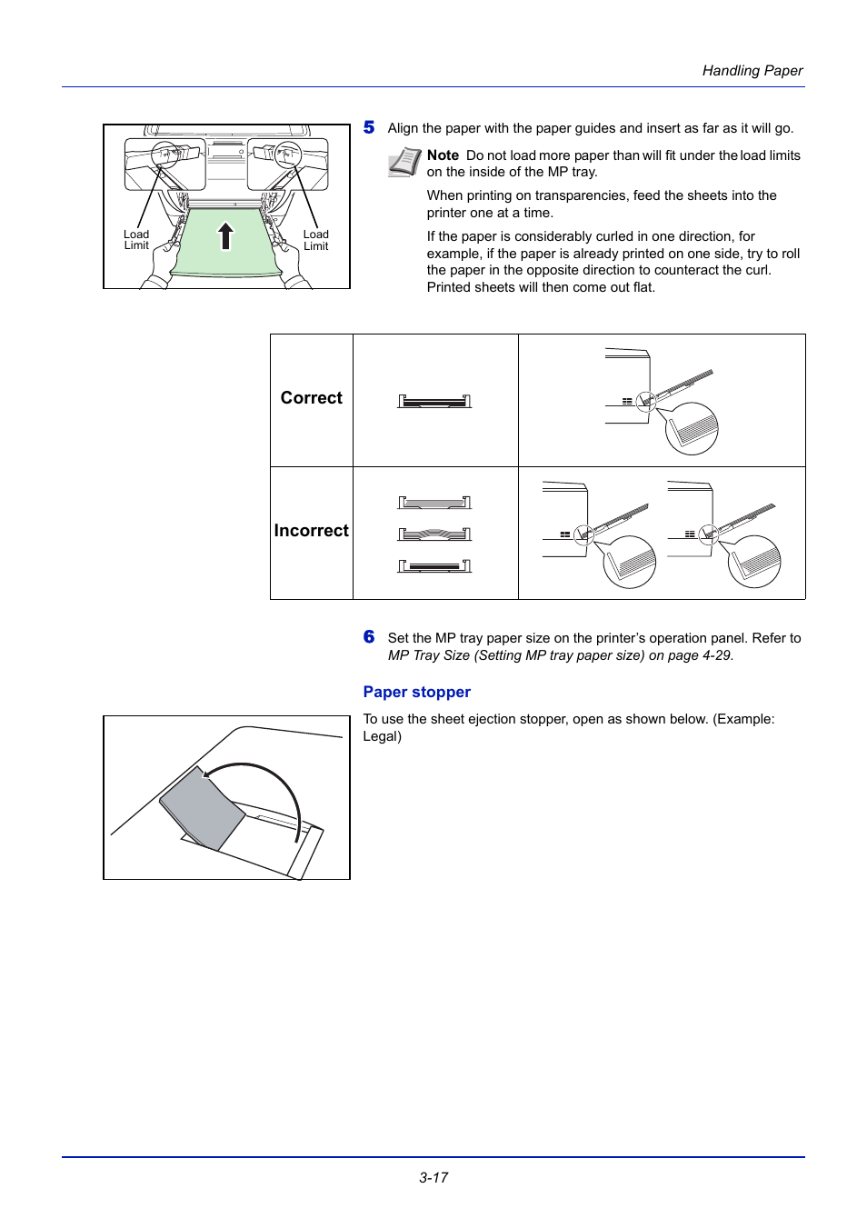 Paper stopper, Correct incorrect | TA Triumph-Adler CLP 4721 User Manual | Page 58 / 197