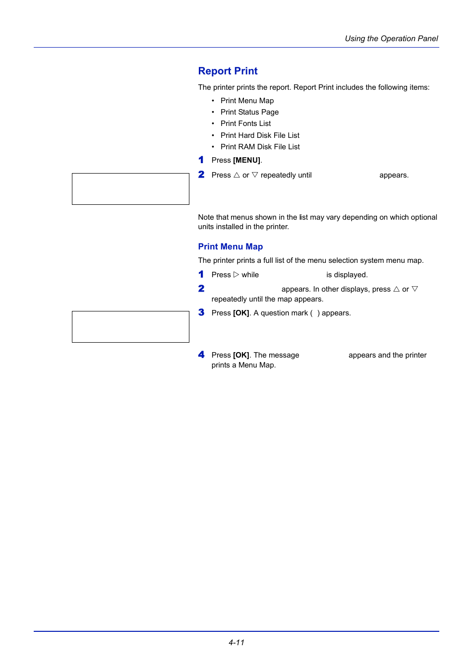 Report print, Print menu map, Report print -11 | TA Triumph-Adler CLP 4721 User Manual | Page 70 / 197