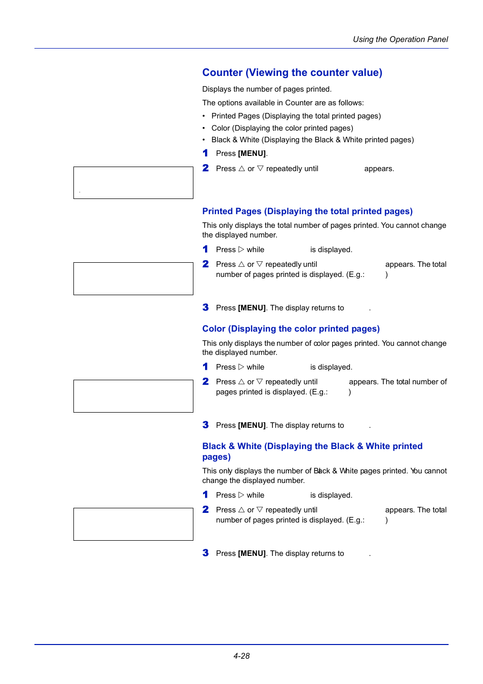 Counter (viewing the counter value), Counter (viewing the counter value) -28 | TA Triumph-Adler CLP 4721 User Manual | Page 87 / 197