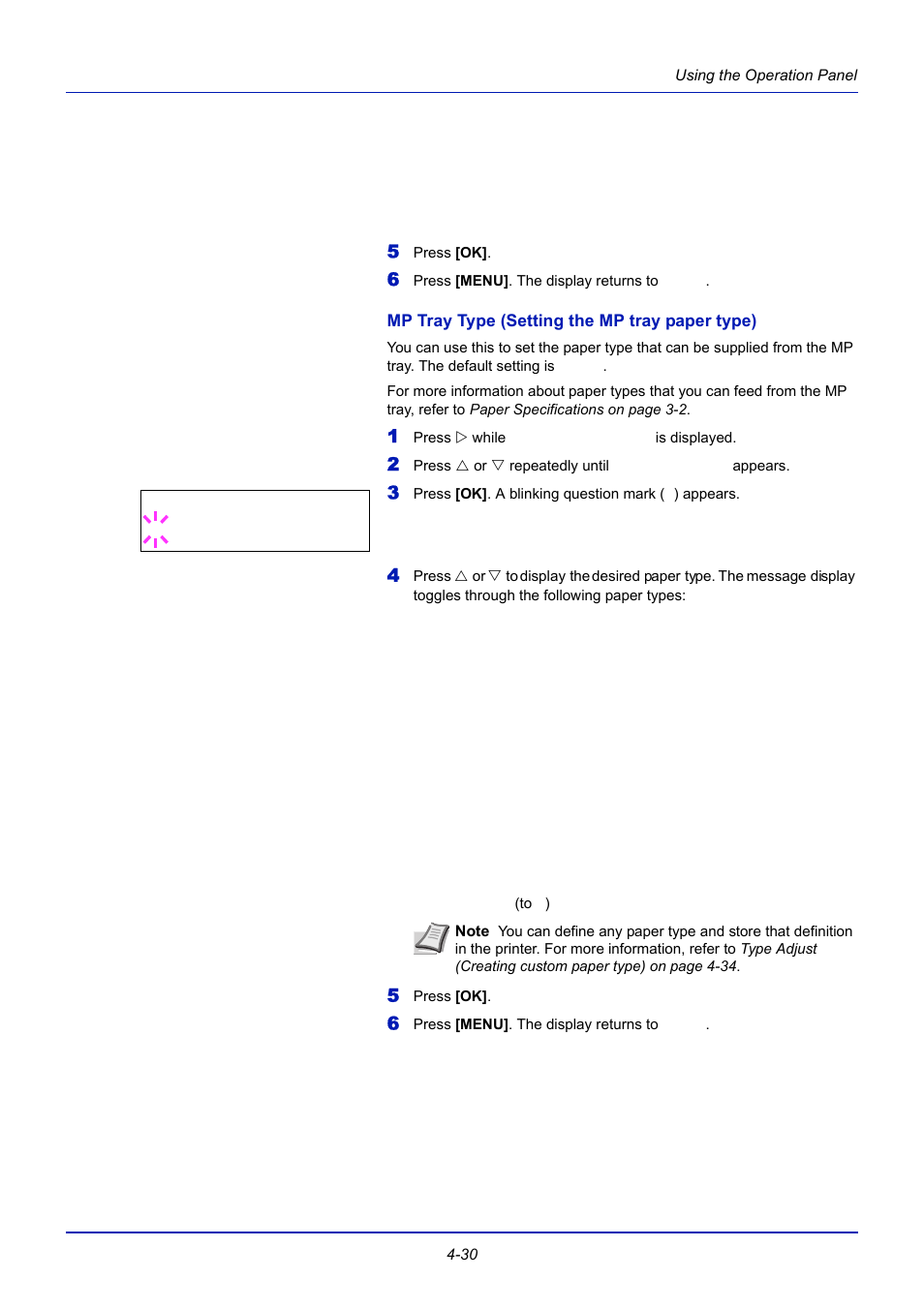 Mp tray type (setting the mp tray paper type) | TA Triumph-Adler CLP 4721 User Manual | Page 89 / 197