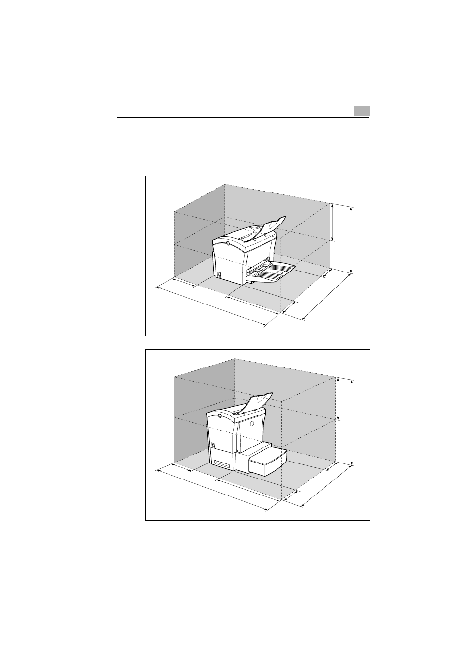 Space required, Space required -9, Unpacking, installing and setting up the printer | TA Triumph-Adler LP 210 User Manual | Page 25 / 162