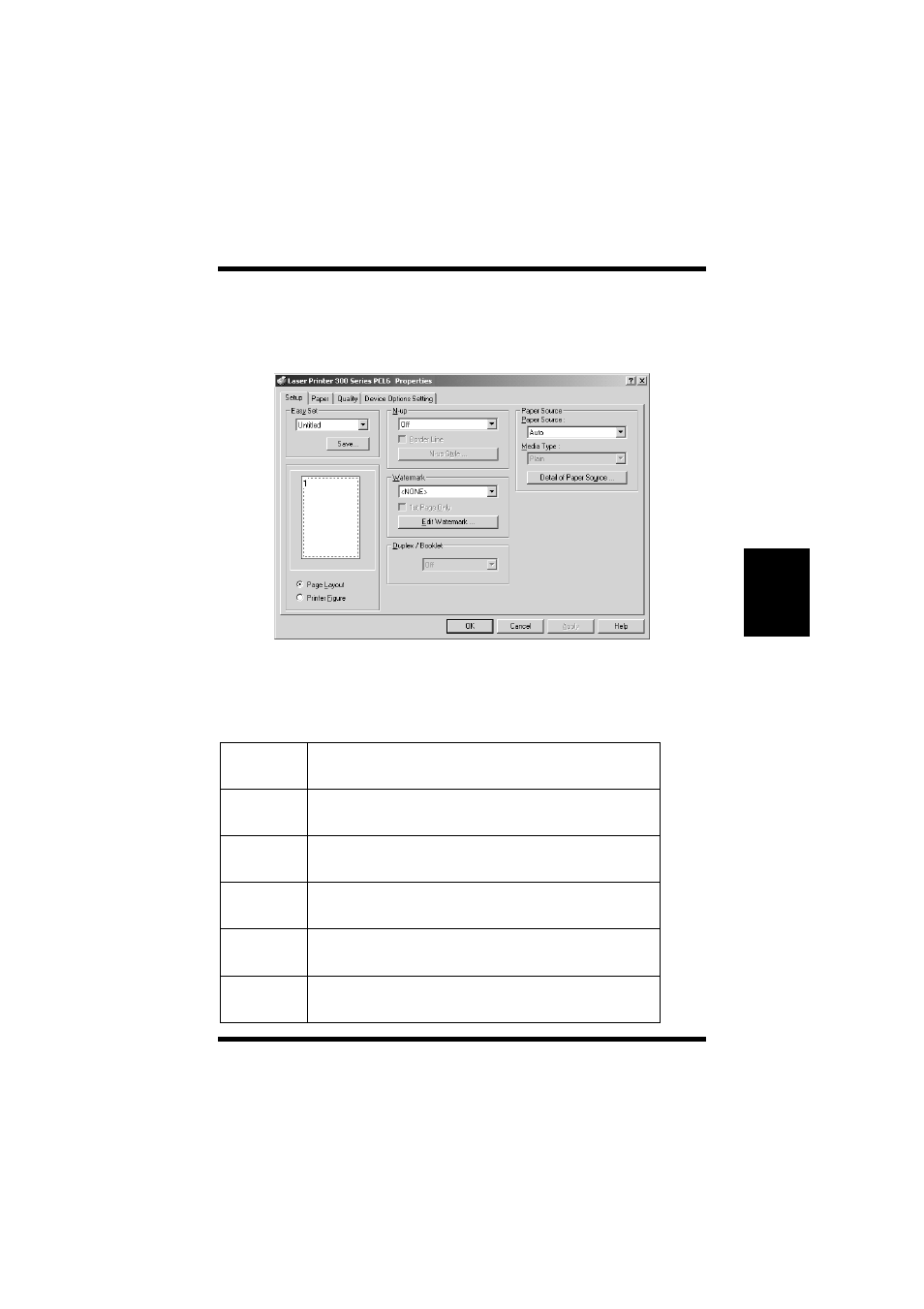 Setup, N-up, Setup -43 | Using the pcl printer driver | TA Triumph-Adler LP 218 User Manual | Page 126 / 237