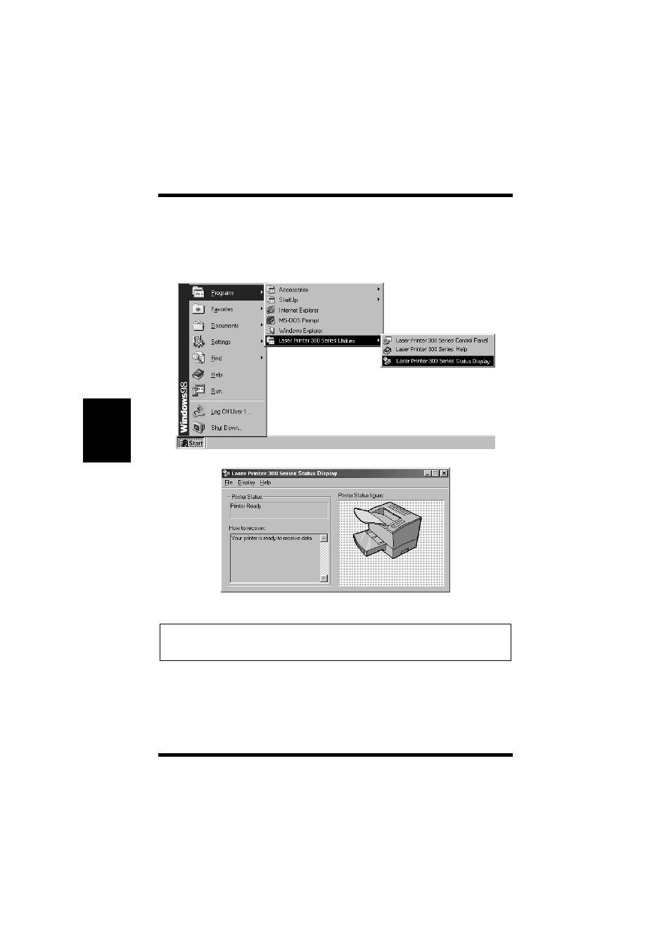 To start up the status display, To close the status display, 60 using the status display | TA Triumph-Adler LP 218 User Manual | Page 143 / 237