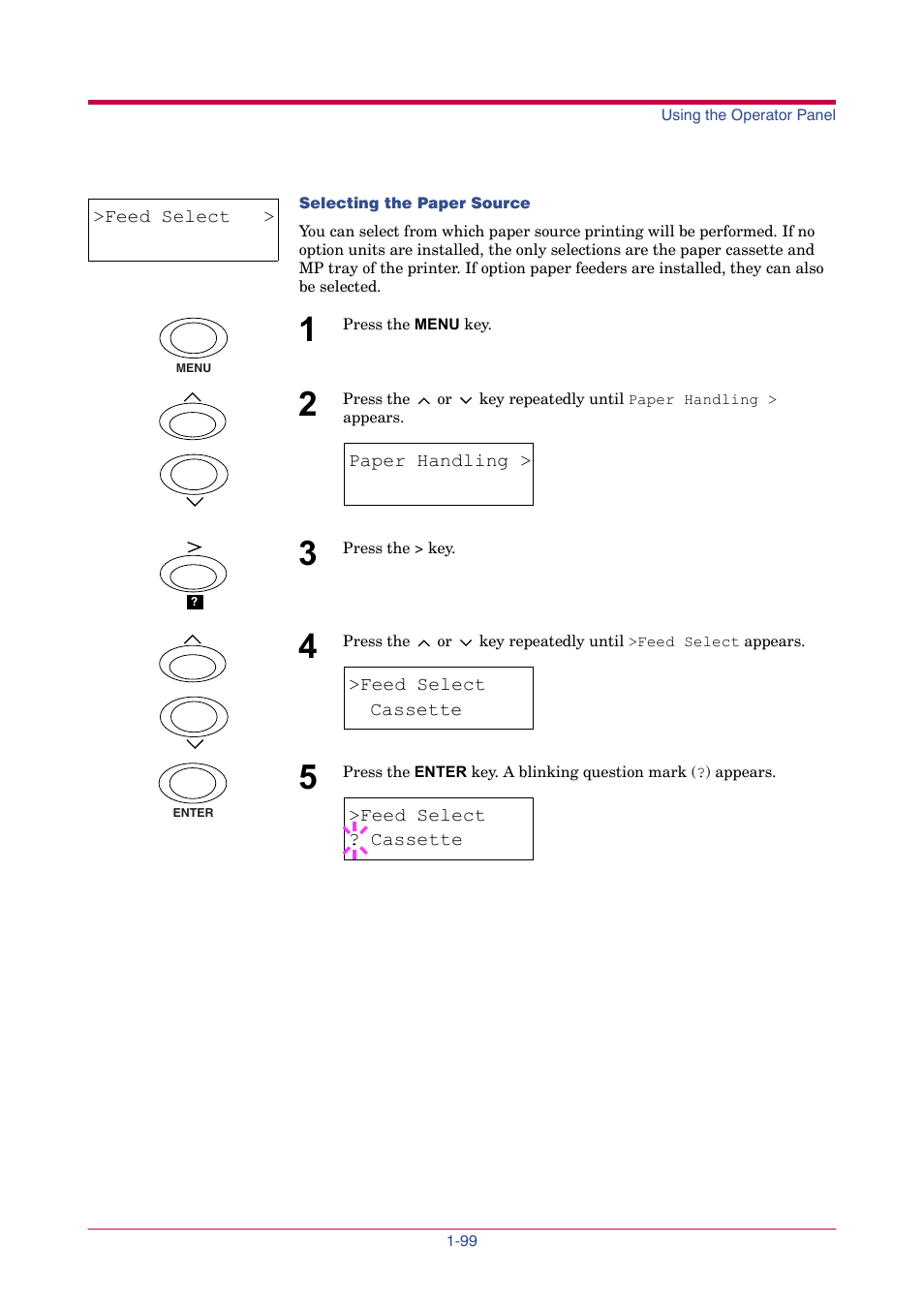 Feed select, Cassette | TA Triumph-Adler LP 4024 User Manual | Page 114 / 282