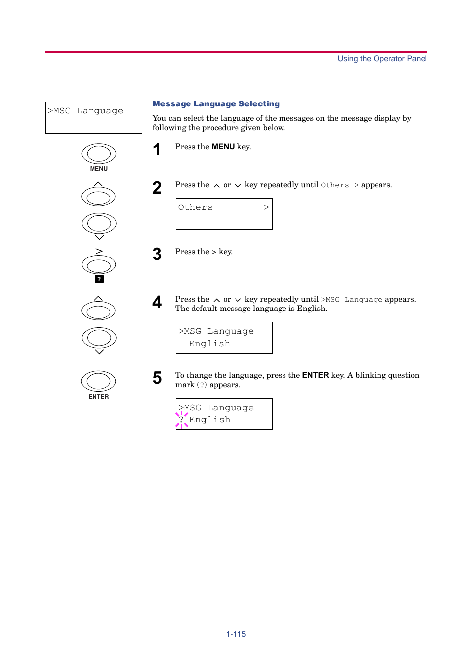 Msg language, English | TA Triumph-Adler LP 4024 User Manual | Page 130 / 282