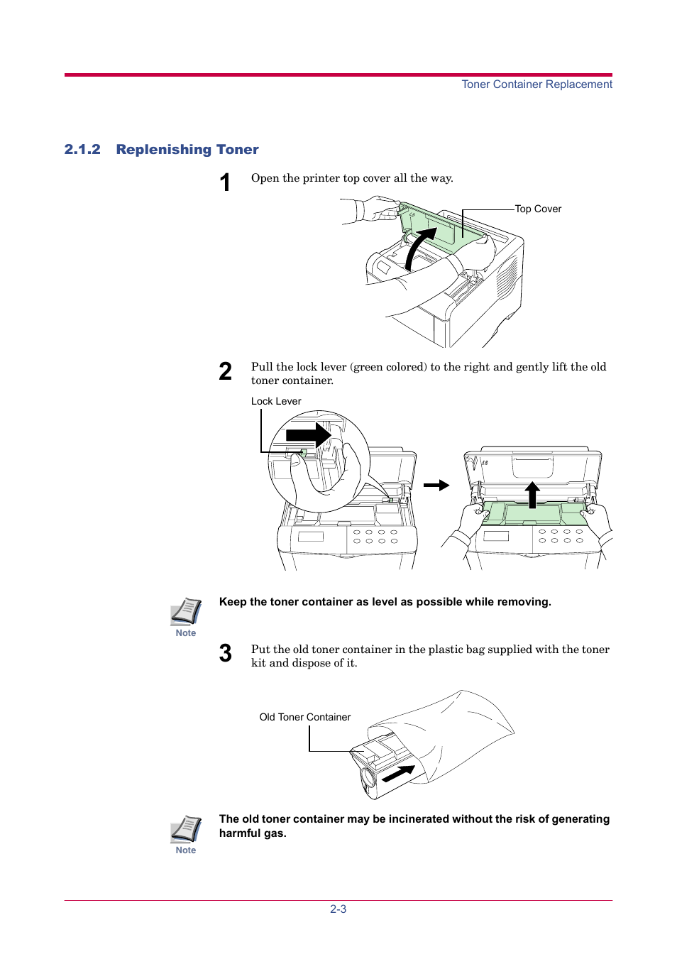 2 replenishing toner, 2 replenishing toner -3 | TA Triumph-Adler LP 4024 User Manual | Page 151 / 282