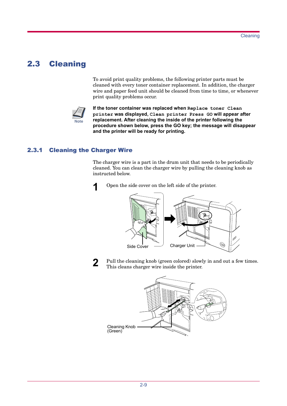 3 cleaning, 1 cleaning the charger wire, 3 cleaning -9 | 1 cleaning the charger wire -9, Cleaning | TA Triumph-Adler LP 4024 User Manual | Page 157 / 282