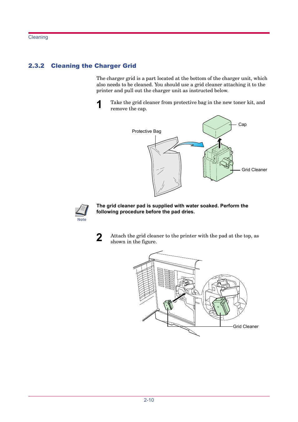 2 cleaning the charger grid, 2 cleaning the charger grid -10 | TA Triumph-Adler LP 4024 User Manual | Page 158 / 282
