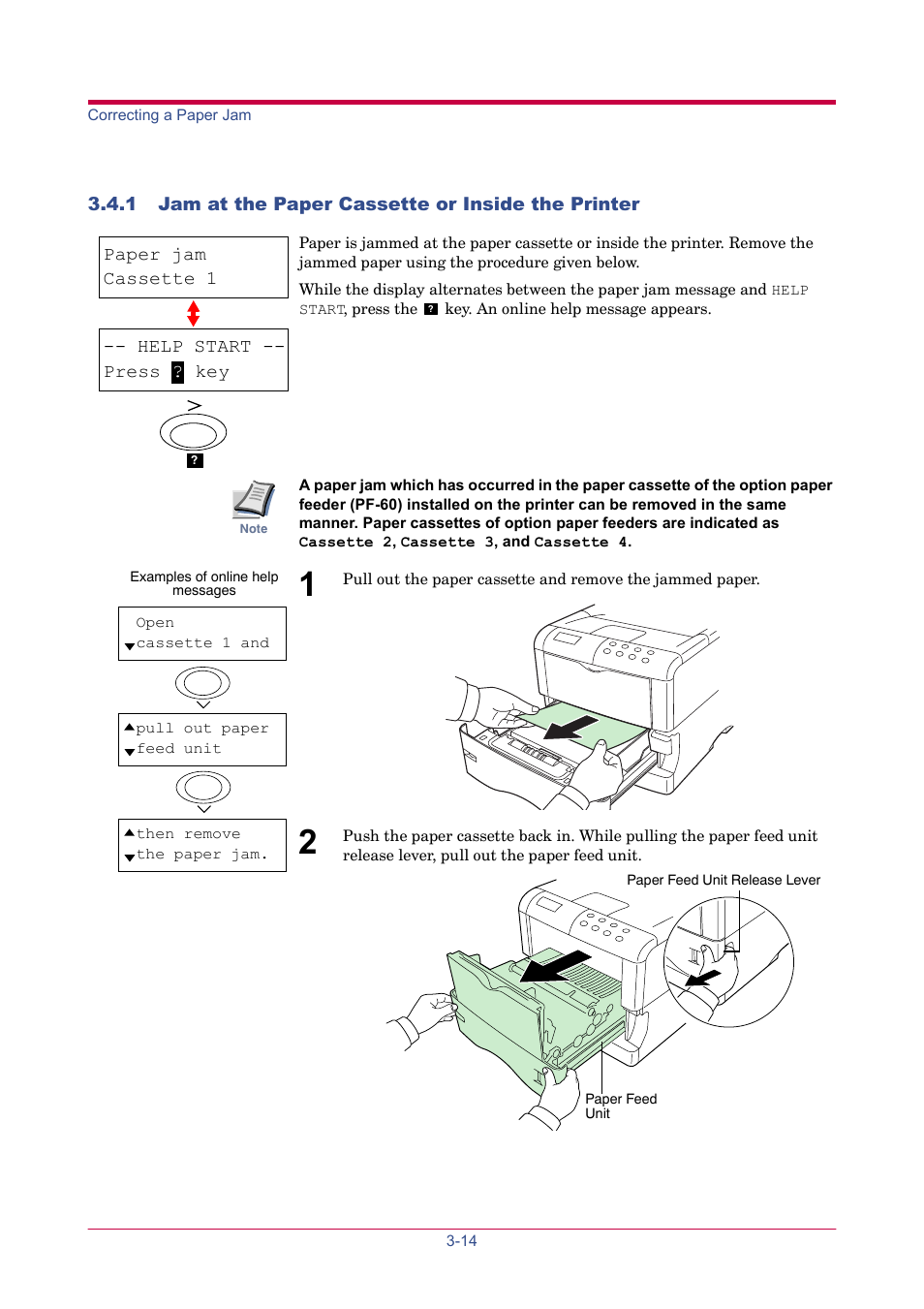 1 jam at the paper cassette or inside the printer | TA Triumph-Adler LP 4024 User Manual | Page 175 / 282