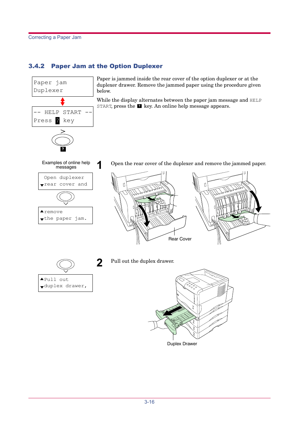 2 paper jam at the option duplexer, 2 paper jam at the option duplexer -16 | TA Triumph-Adler LP 4024 User Manual | Page 177 / 282