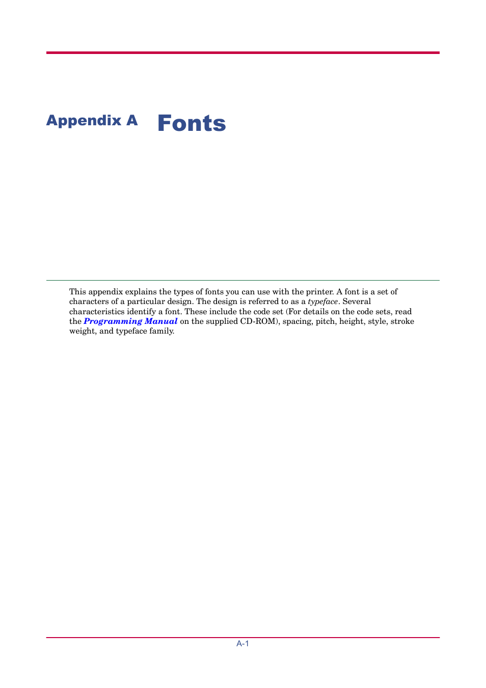 Appendix a fonts, Appendix a, Fonts | TA Triumph-Adler LP 4024 User Manual | Page 193 / 282