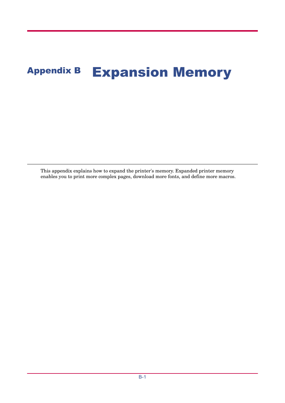 Appendix b expansion memory, Appendix b | TA Triumph-Adler LP 4024 User Manual | Page 199 / 282
