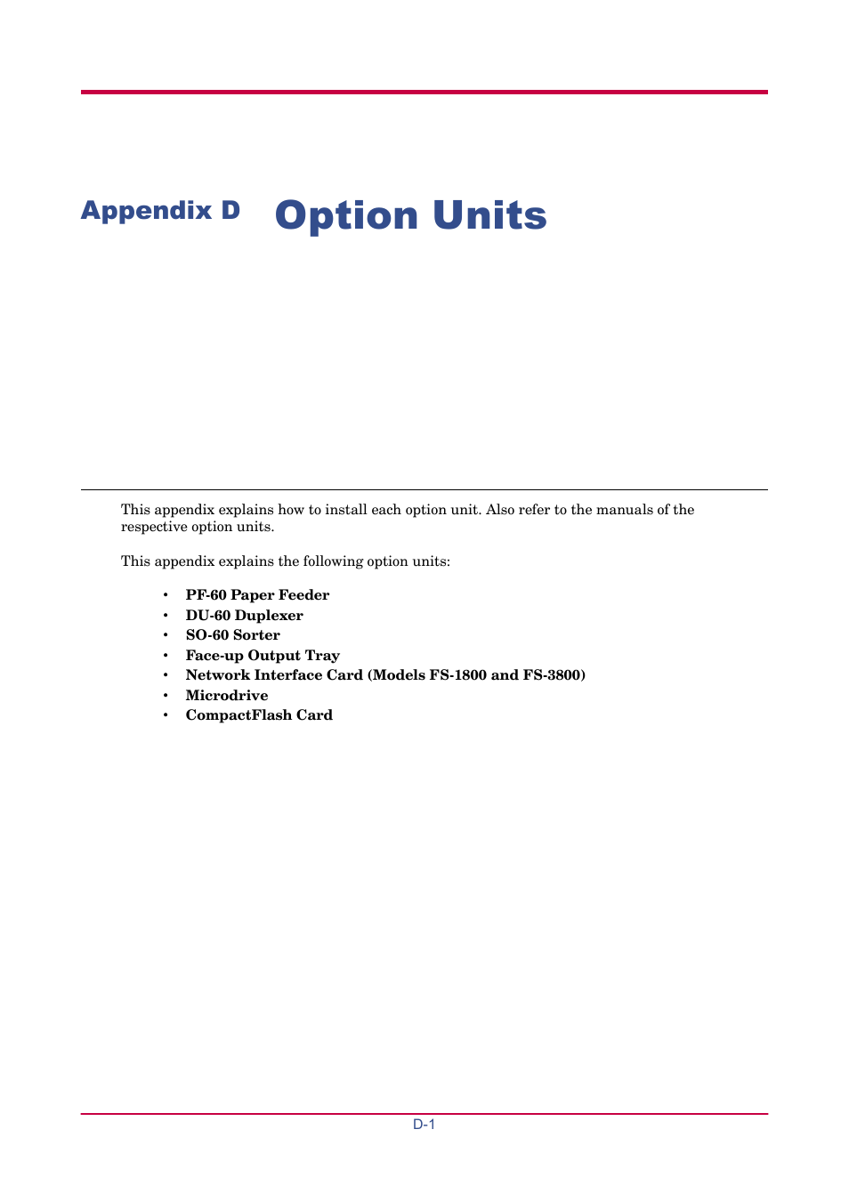 Appendix d option units, Appendix d, Option units | TA Triumph-Adler LP 4024 User Manual | Page 216 / 282