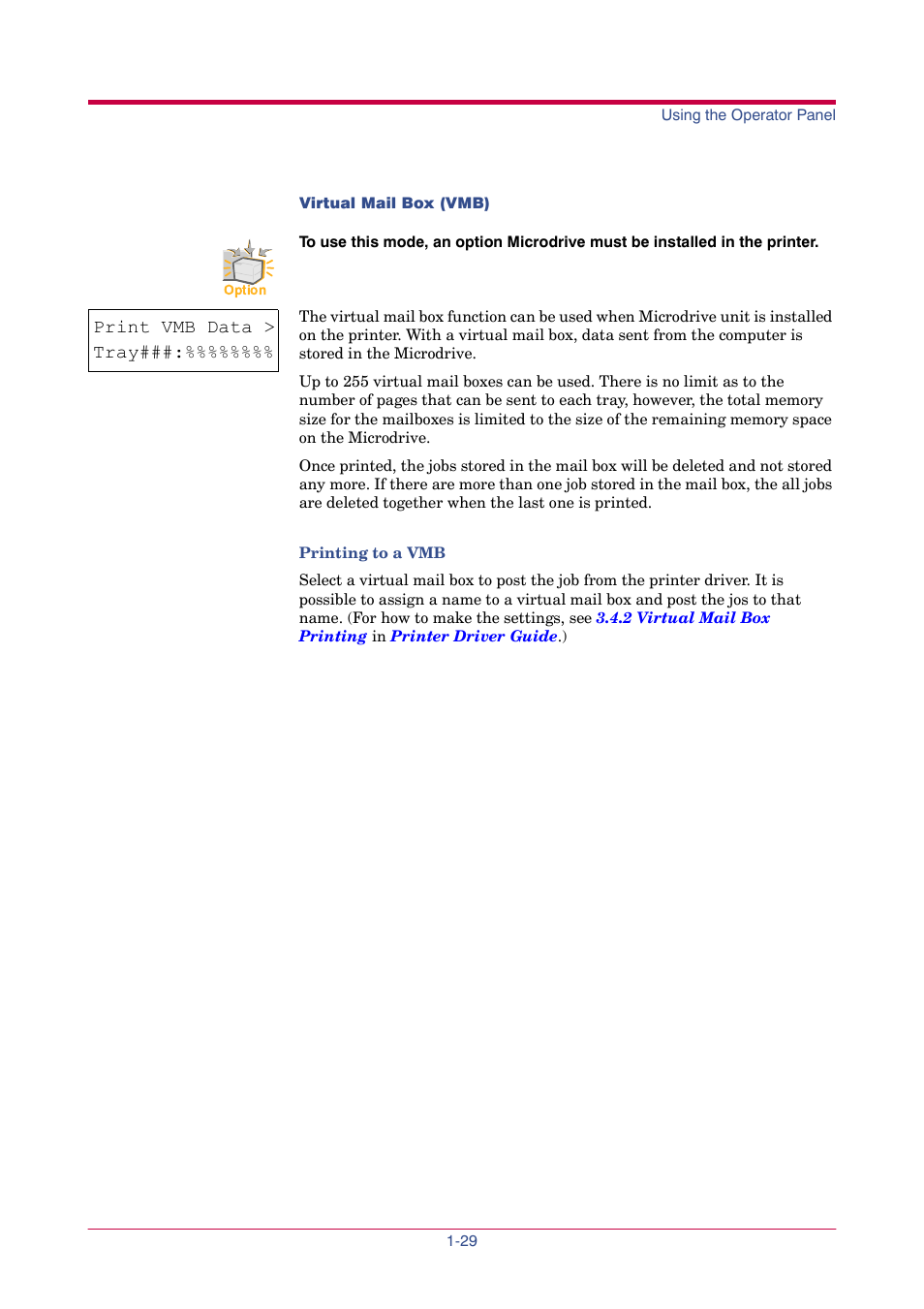 Print vmb data, Print vmb data > tray | TA Triumph-Adler LP 4024 User Manual | Page 44 / 282
