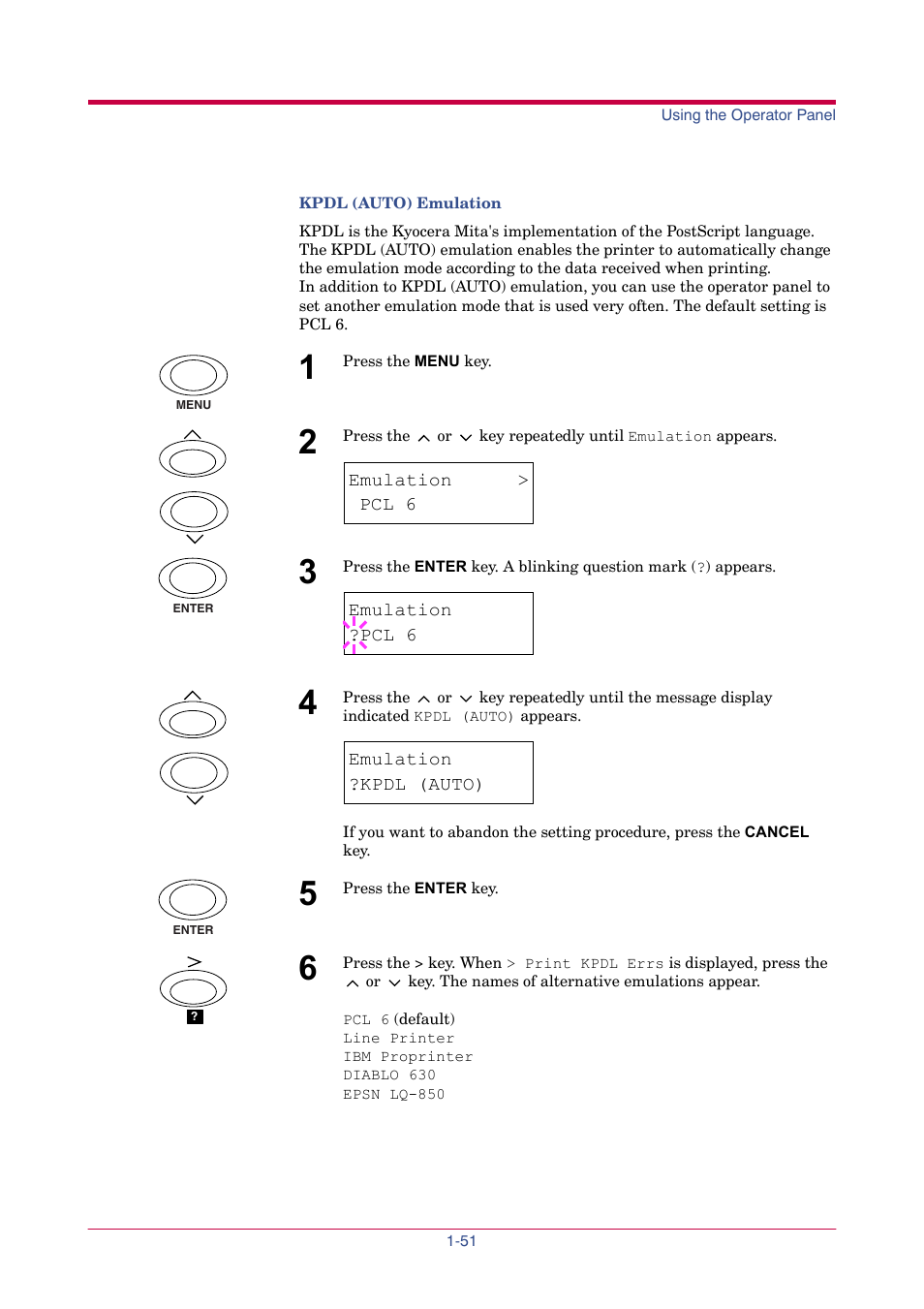 Alt. emulation, Pcl 6 | TA Triumph-Adler LP 4024 User Manual | Page 66 / 282