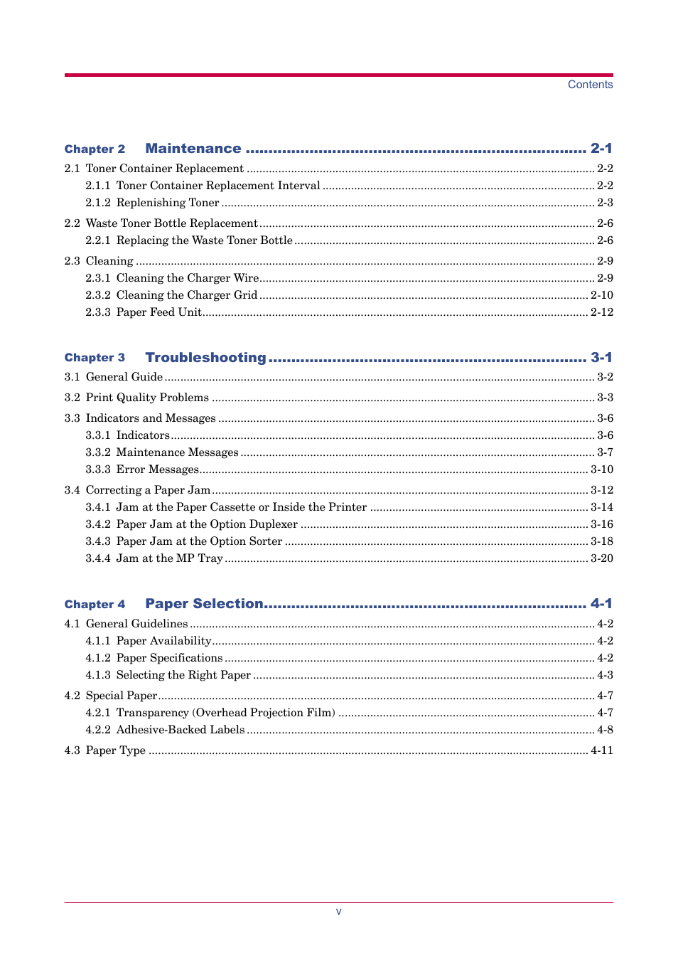 Maintenance -1, Troubleshooting -1, Paper selection -1 | TA Triumph-Adler LP 4024 User Manual | Page 7 / 282