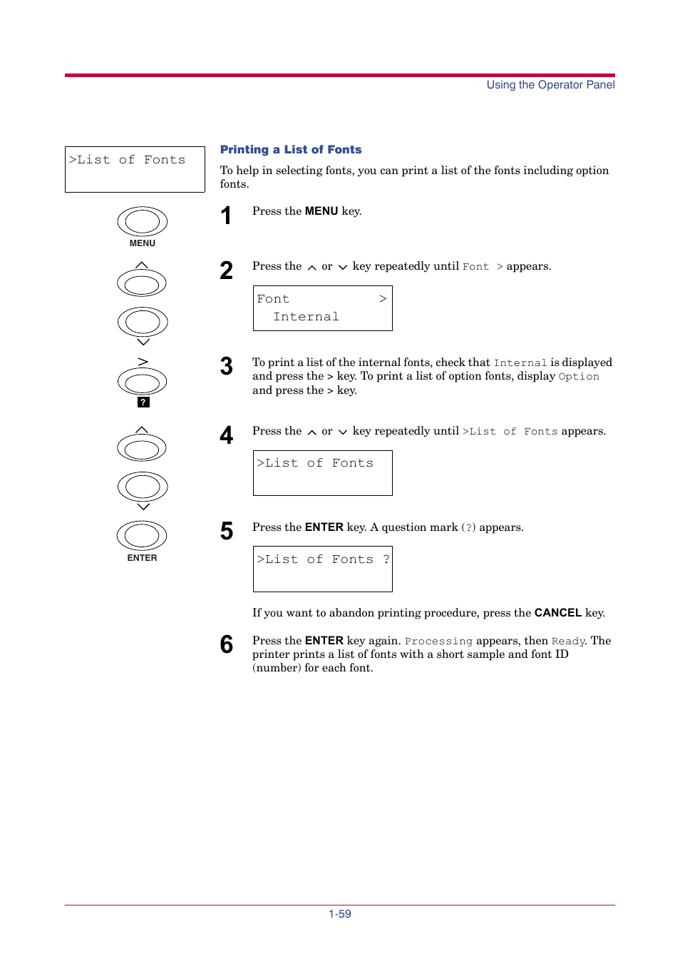 List of fonts | TA Triumph-Adler LP 4024 User Manual | Page 74 / 282