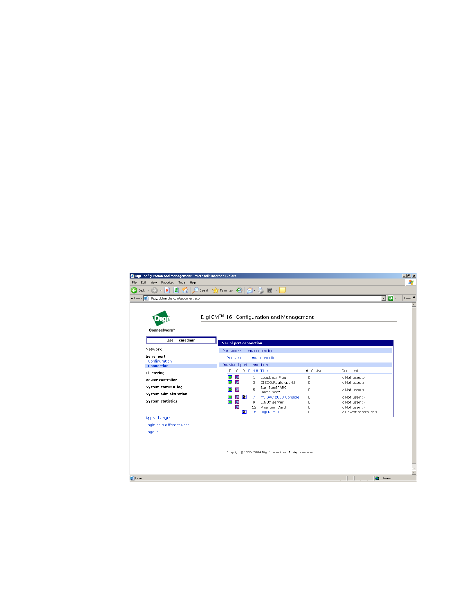 Ways of accessing the digi cm: overview, Web interface access menu | Digi CM User Manual | Page 13 / 158