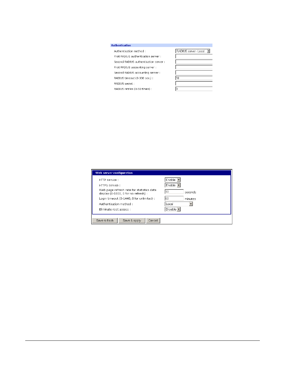 Configuring authentication for the web server | Digi CM User Manual | Page 68 / 158