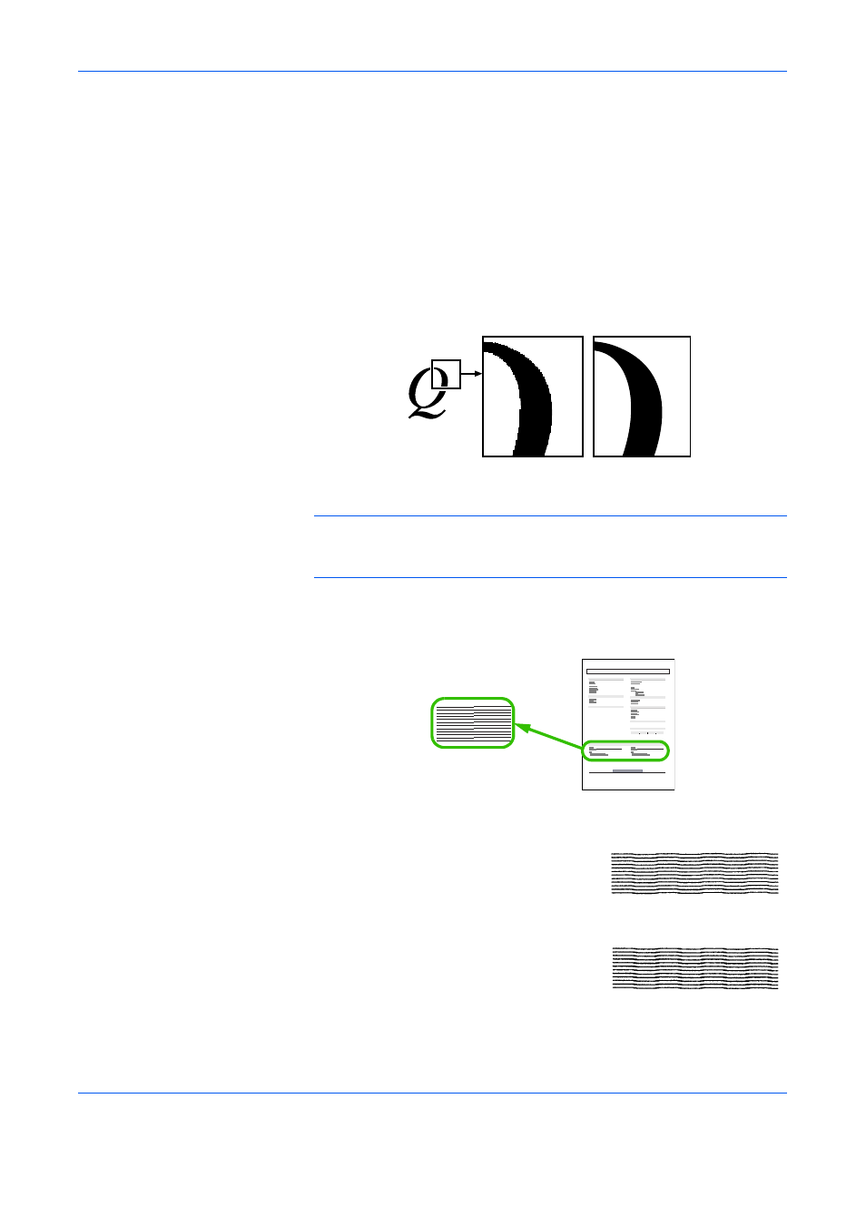 Setting print quality, Kir (kyocera image refinement) mode, Optimized stripes | Dark vertical stripes, Setting print quality -58 | TA Triumph-Adler LP 4140 User Manual | Page 86 / 167