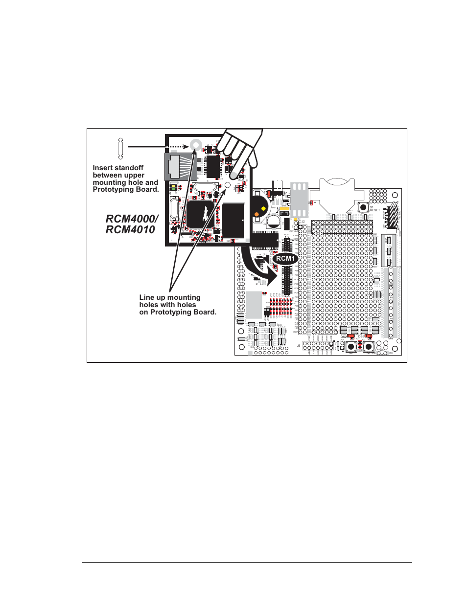 2 attach module to prototypingboard, 2 attach module to prototyping board, User’s manual 9 | Rcm1 | Digi RCM4000 User Manual | Page 15 / 124