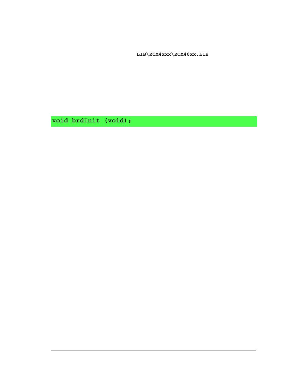 4 prototyping board functions, 1 board initialization, Void brdinit (void) | Digi RCM4000 User Manual | Page 51 / 124