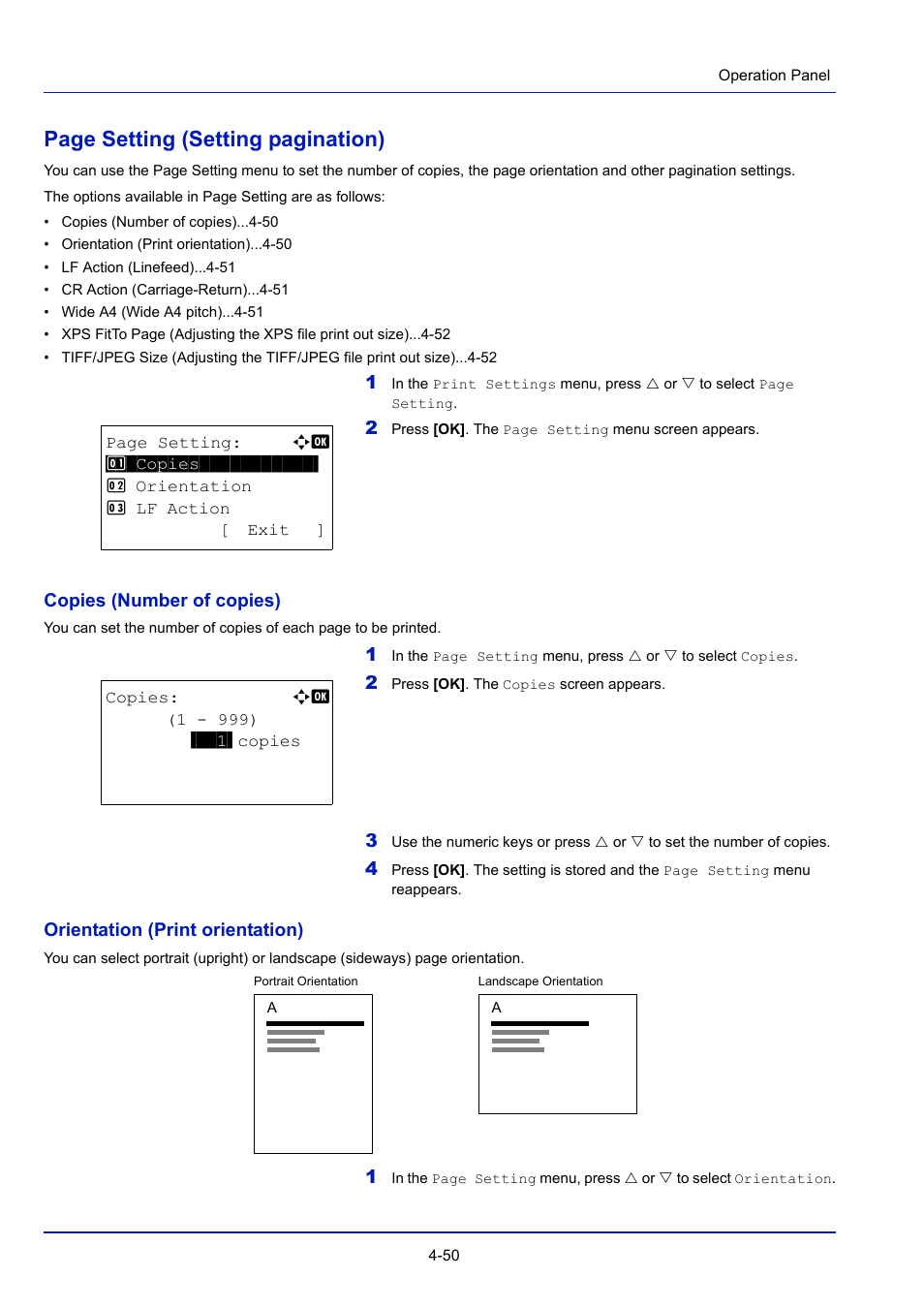 Page setting (setting pagination) | TA Triumph-Adler P-4030D User Manual | Page 110 / 312