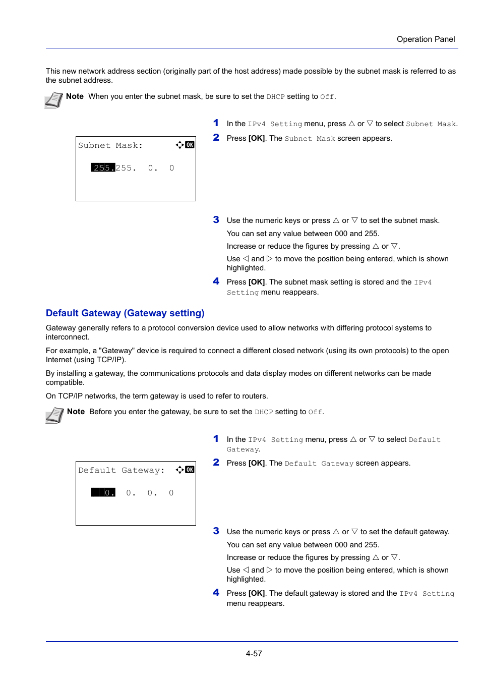 Default gateway (gateway setting) -57 | TA Triumph-Adler P-4030D User Manual | Page 117 / 312