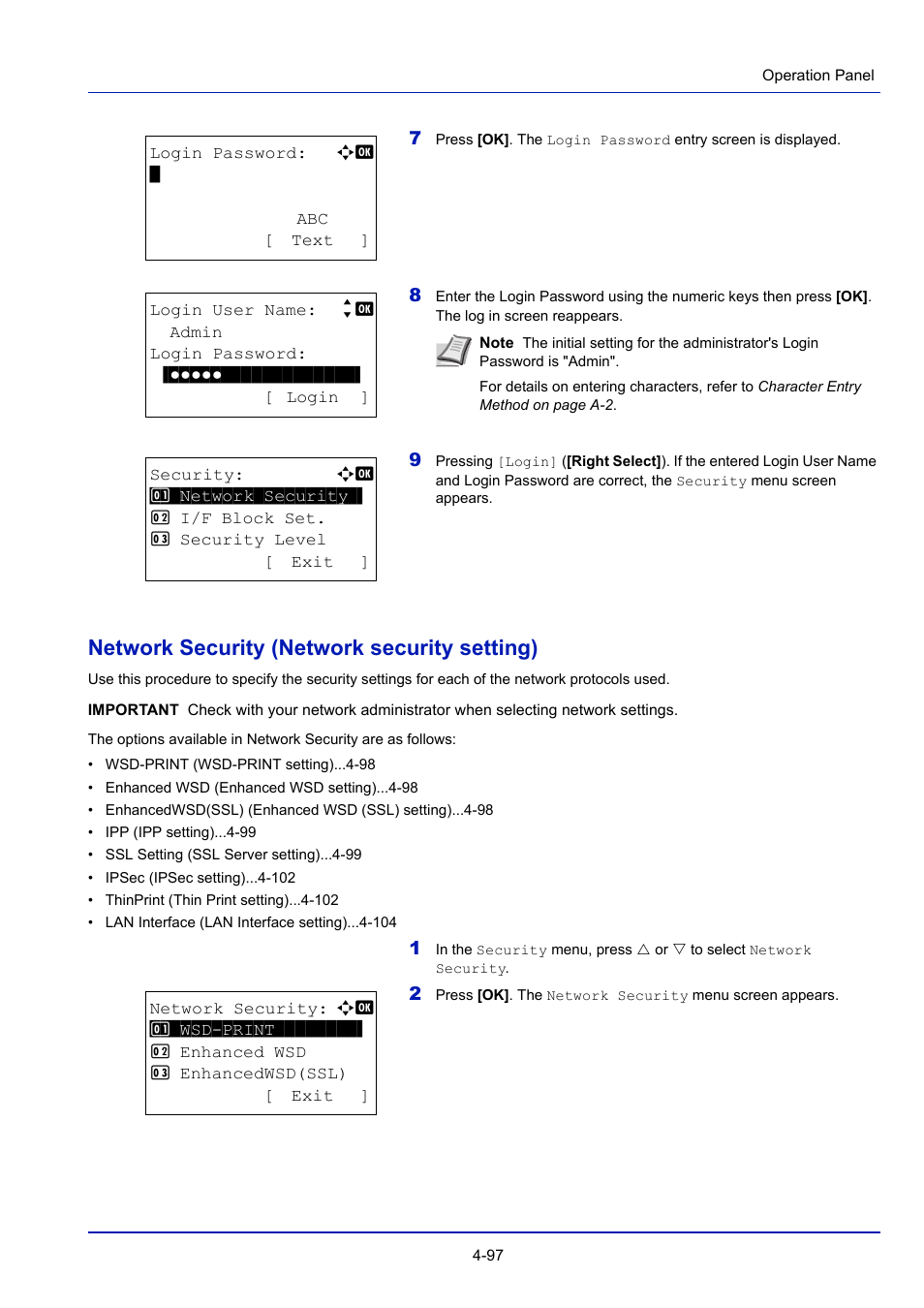 Network security (network security setting), Network security (network security setting) -97 | TA Triumph-Adler P-4030D User Manual | Page 157 / 312
