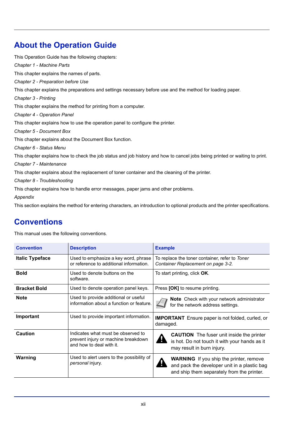 About the operation guide, Conventions | TA Triumph-Adler P-4030D User Manual | Page 16 / 312