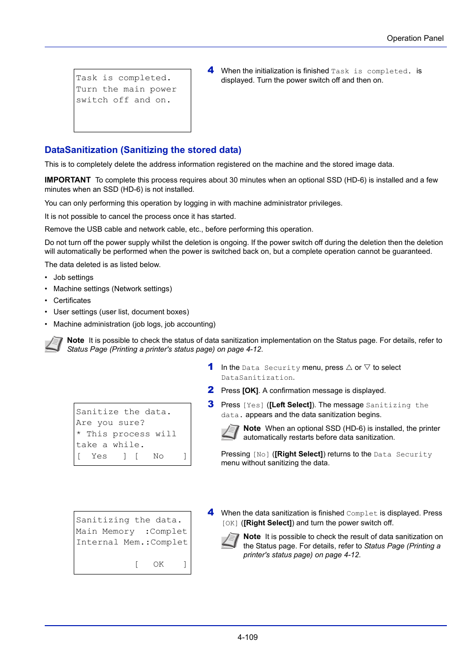 Datasanitization (sanitizing the stored data) -109 | TA Triumph-Adler P-4030D User Manual | Page 169 / 312