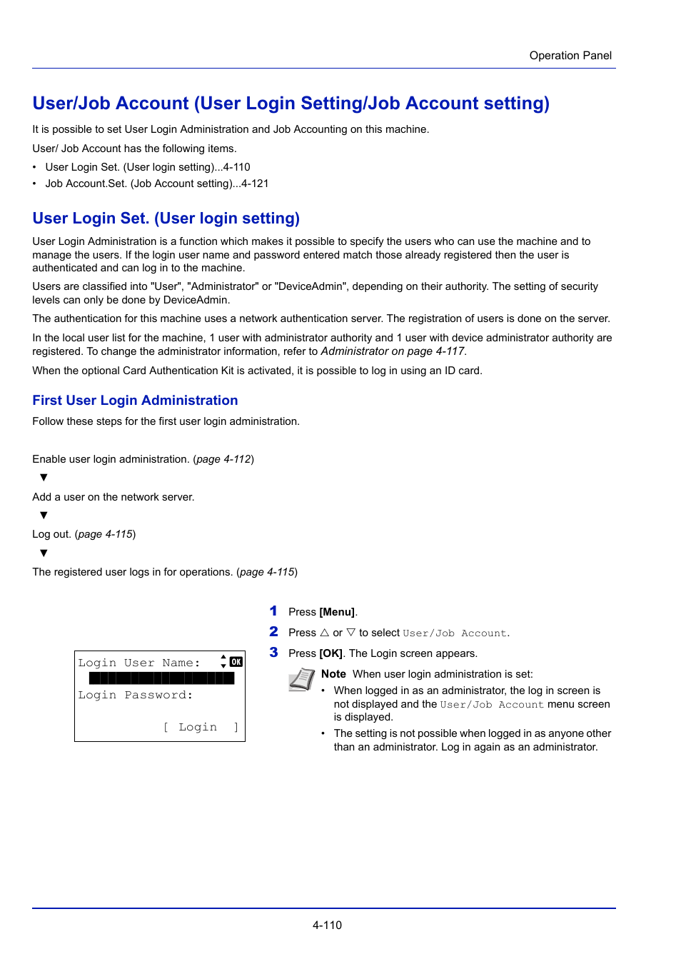 User login set. (user login setting) | TA Triumph-Adler P-4030D User Manual | Page 170 / 312