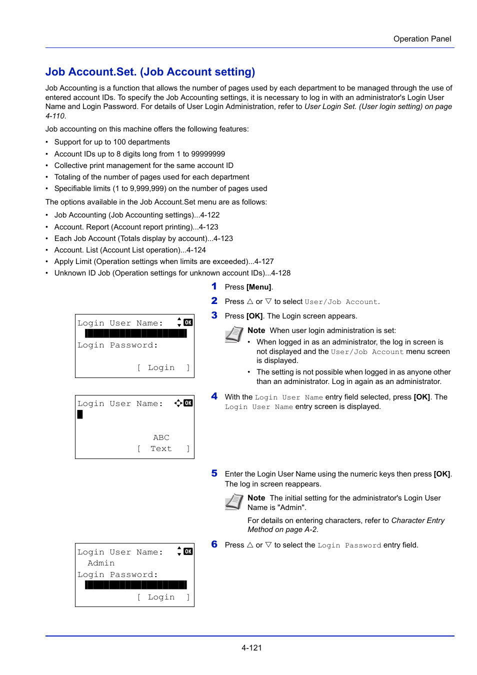 Job account.set. (job account setting), Job account.set. (job account setting) -121 | TA Triumph-Adler P-4030D User Manual | Page 181 / 312