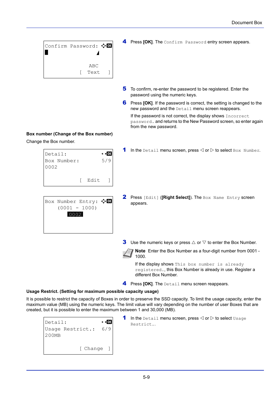 Box number (change of the box number) - 9 | TA Triumph-Adler P-4030D User Manual | Page 203 / 312