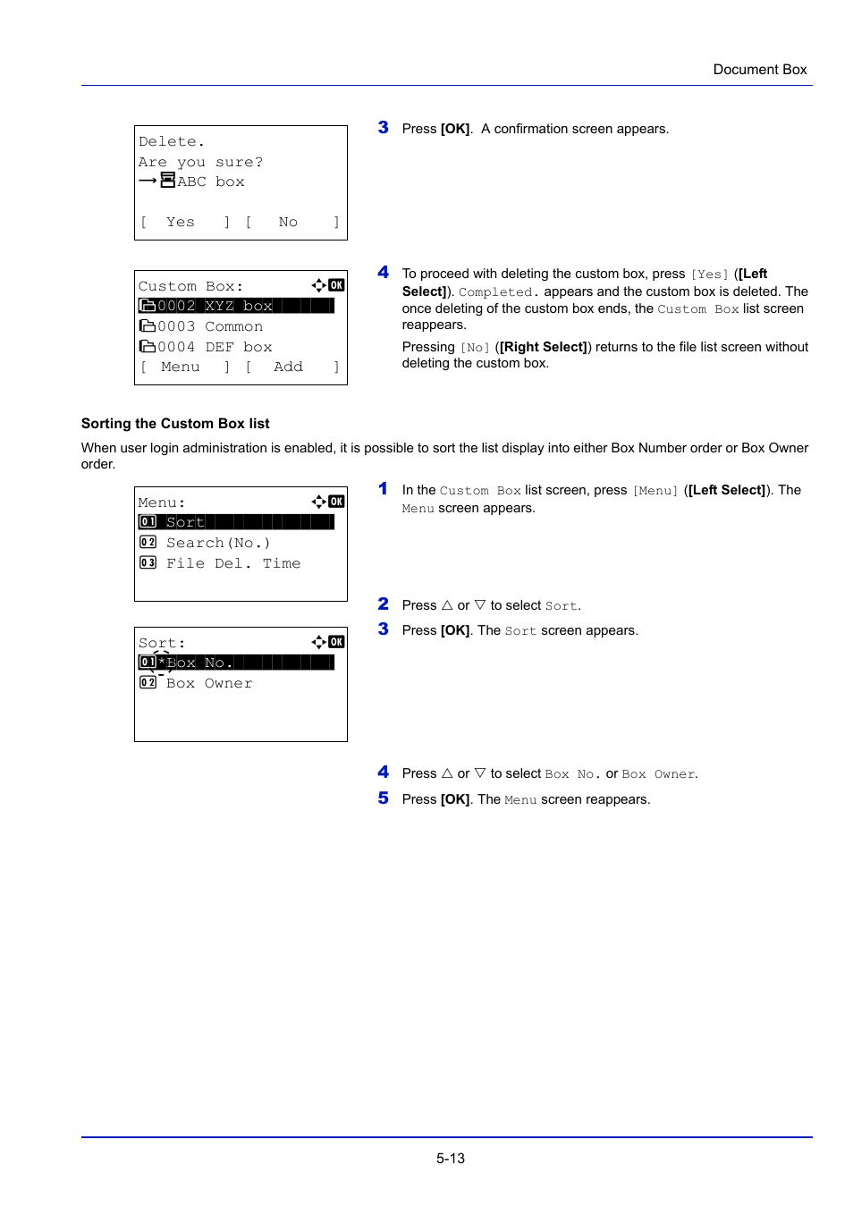 Sorting the custom box list -13 | TA Triumph-Adler P-4030D User Manual | Page 207 / 312