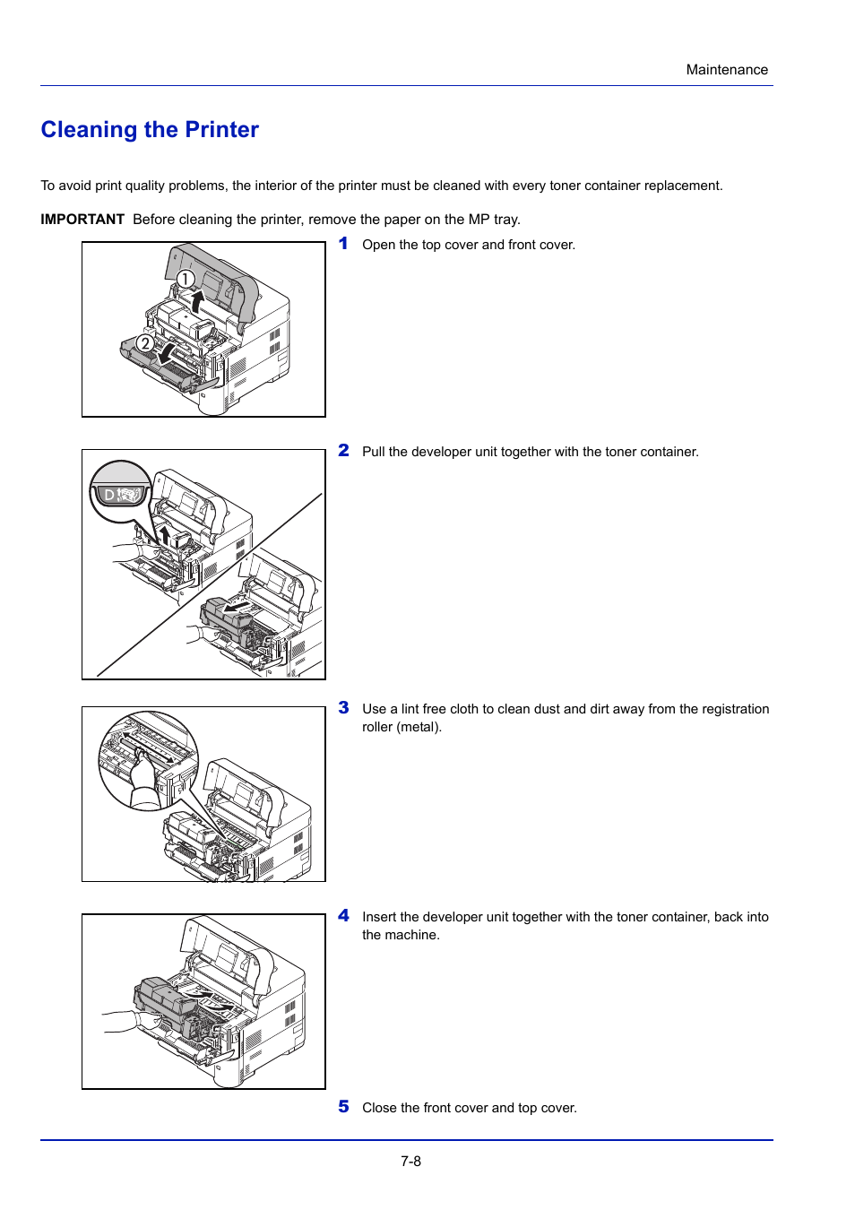 Cleaning the printer, Cleaning the printer -8 | TA Triumph-Adler P-4030D User Manual | Page 246 / 312