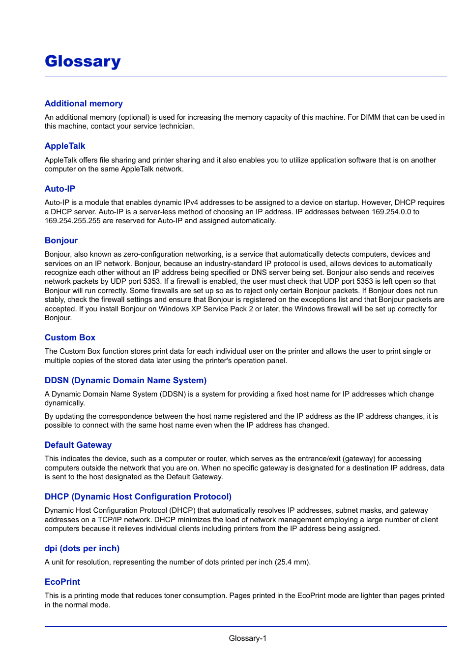 Glossary | TA Triumph-Adler P-4030D User Manual | Page 303 / 312