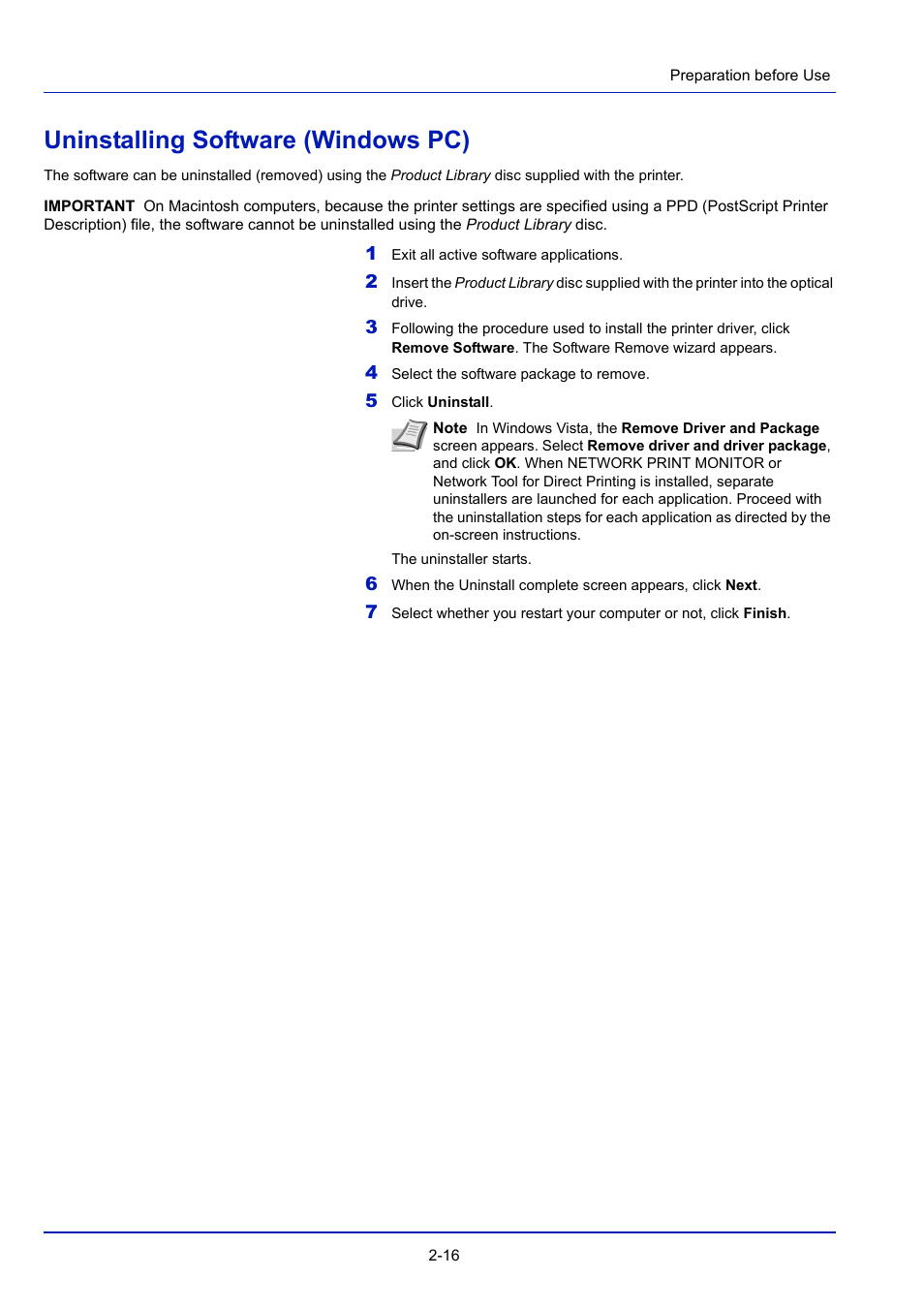 Uninstalling software (windows pc), Uninstalling software (windows pc) -16 | TA Triumph-Adler P-4030D User Manual | Page 38 / 312