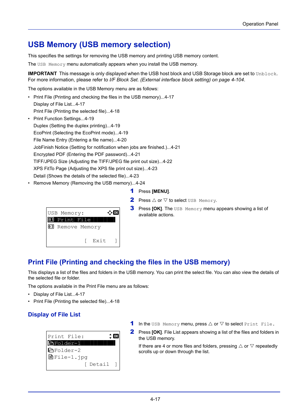 Usb memory (usb memory selection), Usb memory (usb memory selection) -17 | TA Triumph-Adler P-4030D User Manual | Page 77 / 312