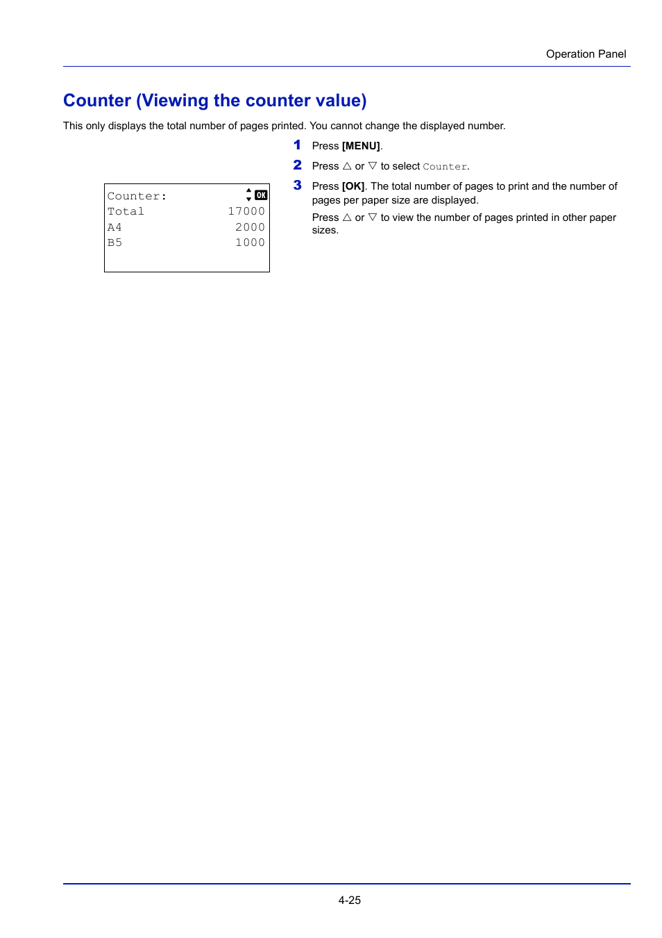 Counter (viewing the counter value), Counter (viewing the counter value) -25 | TA Triumph-Adler P-4030D User Manual | Page 85 / 312