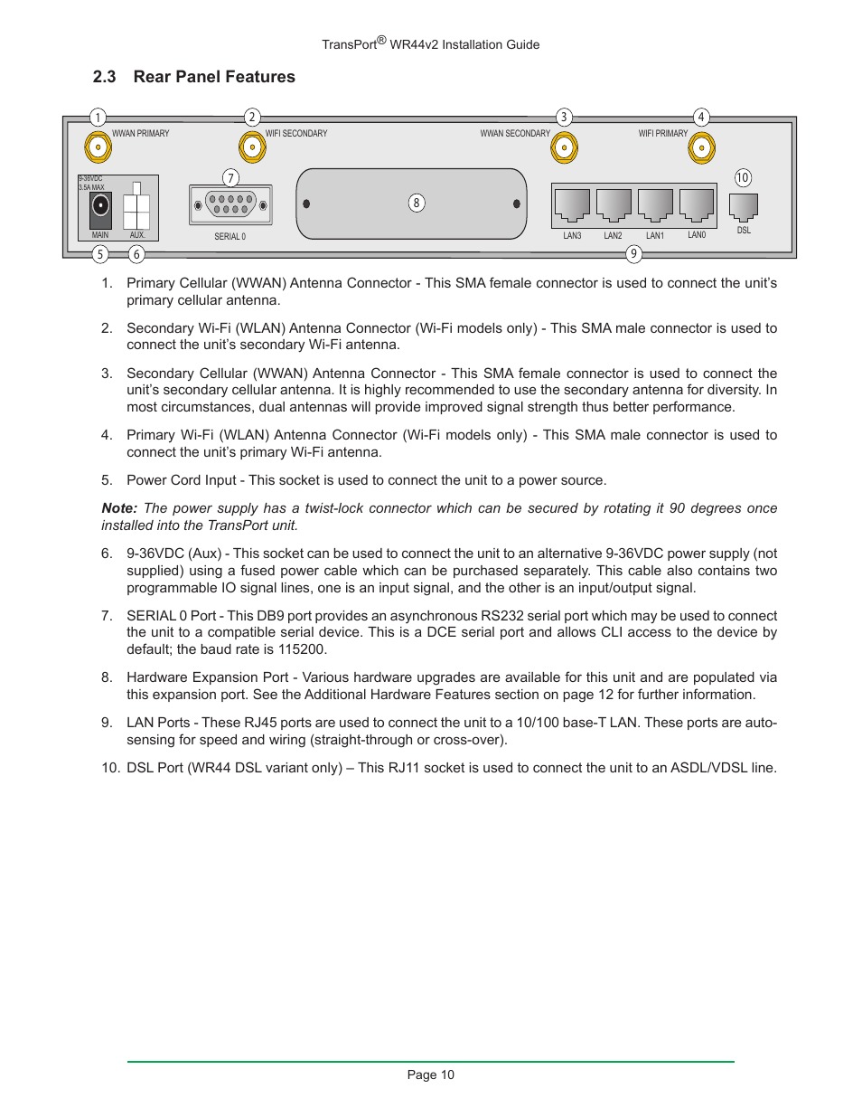 3 rear panel features | Digi W R 4 4 V 2 User Manual | Page 10 / 27