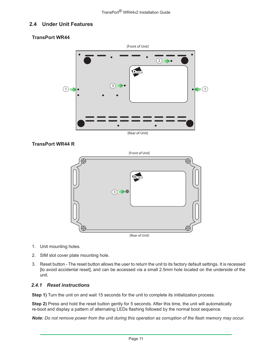 4 under unit features | Digi W R 4 4 V 2 User Manual | Page 11 / 27