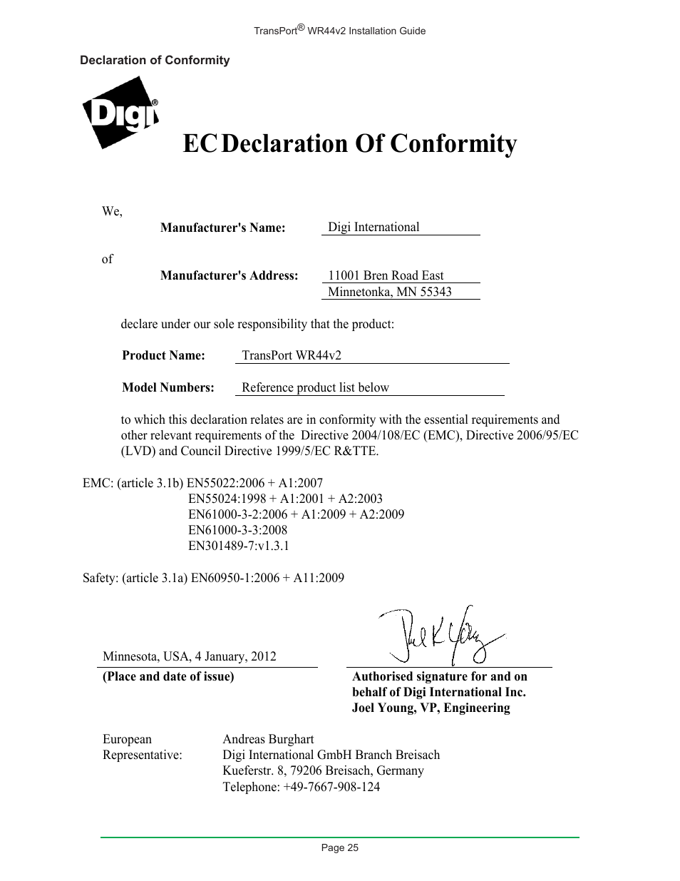 Ecdeclaration of conformity | Digi W R 4 4 V 2 User Manual | Page 25 / 27