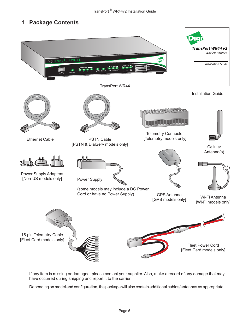 1 package contents | Digi W R 4 4 V 2 User Manual | Page 5 / 27
