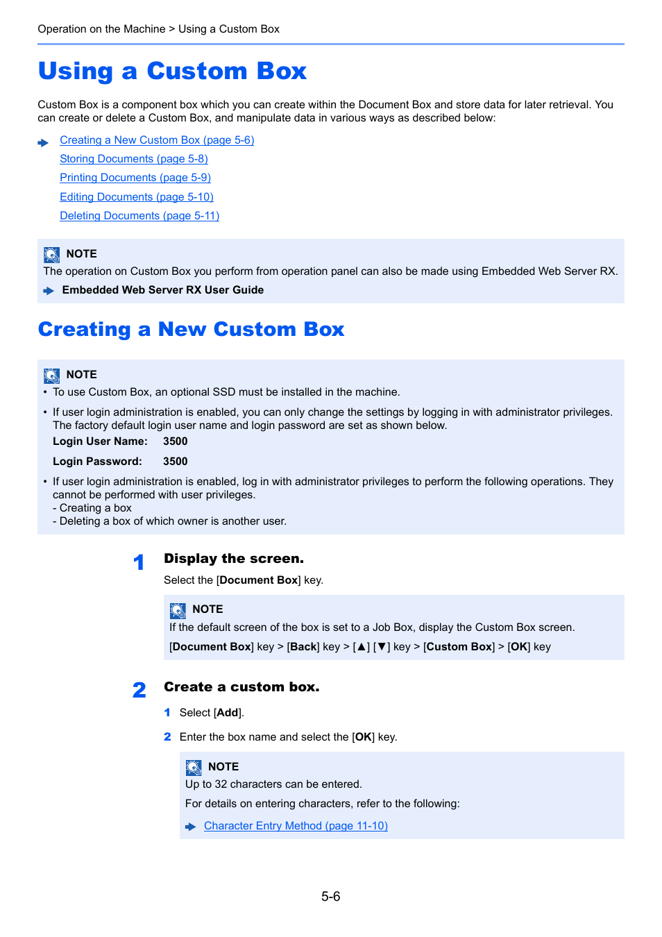 Using a custom box, Creating a new custom box, Using a custom box -6 | Creating a new custom box -6, Custom box | TA Triumph-Adler P-C3560DN User Manual | Page 114 / 257